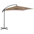 Parasol de jardin en porte-à-faux avec poteau en acier taupe