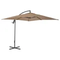 Parasol de jardin en porte-à-faux avec poteau en acier taupe