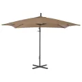 Parasol de jardin en porte-à-faux avec poteau en acier taupe