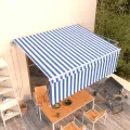 Auvent automatique rétractable avec store 4x3 m Bleu et blanc