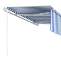 Auvent automatique rétractable avec store 4x3 m Bleu et blanc