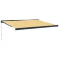 Auvent rétractable jaune et blanc 4x3 m tissu et aluminium