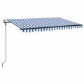 Auvent automatique capteur de vent/LED 400x300 cm Bleu et blanc
