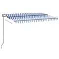 Auvent automatique capteur de vent/LED 400x300 cm Bleu et blanc