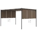 Belvédère de jardin avec rideau latéral 4x3x2,25 m Taupe