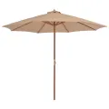 Parasol d'extérieur avec mât en bois 300 cm taupe