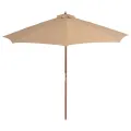 Parasol d'extérieur avec mât en bois 300 cm taupe