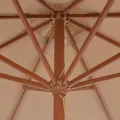 Parasol d'extérieur avec mât en bois 300 cm taupe