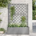 Jardinière avec treillis 100x43x142 cm PP Gris pierre