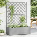Jardinière avec treillis 100x43x142 cm PP Gris pierre