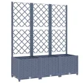 Jardinière avec treillis bleu gris 120x40x136 cm PP