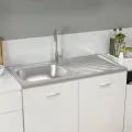 Jeu d'évier de cuisine et égouttoir argenté 1000x500x155mm inox
