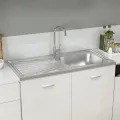 Jeu d'évier de cuisine et égouttoir argenté 1000x500x155mm inox