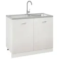 Jeu d'évier de cuisine et égouttoir argenté 1000x500x155mm inox