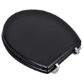 Sièges de toilette avec couvercles 2 pcs MDF Noir