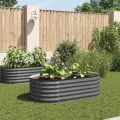 Lit surélevé de jardin 160x80x44 cm Acier galvanisé Gris