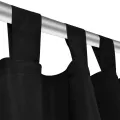 2 pcs Rideau à Passant Micro Satin Noir 140 x 225 cm