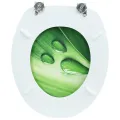 Siège de toilette avec couvercle MDF Vert Gouttes d'eau