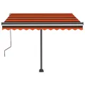 Auvent manuel rétractable avec LED 350x250 cm Orange et marron