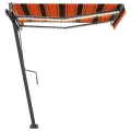 Auvent manuel rétractable avec LED 350x250 cm Orange et marron
