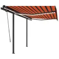 Auvent manuel rétractable avec LED 3,5x2,5 m Orange et marron