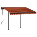 Auvent manuel rétractable avec LED 3,5x2,5 m Orange et marron
