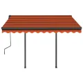 Auvent manuel rétractable avec LED 3,5x2,5 m Orange et marron