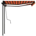 Auvent manuel rétractable avec LED 3,5x2,5 m Orange et marron