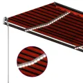 Auvent manuel rétractable avec LED 3,5x2,5 m Orange et marron
