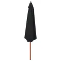 Parasol d'extérieur avec mât en bois 350 cm Noir