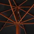 Parasol d'extérieur avec mât en bois 350 cm Noir