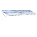 Auvent automatique capteur de vent/LED 500x300 cm Bleu et blanc