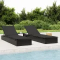 Transat 1 pc avec table noir résine tressée