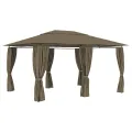 Chapiteau de jardin avec rideaux 4x3 m Taupe 180 g/m²