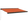 Auvent rétractable orange et marron 3x2,5 m tissu et aluminium