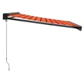 Auvent rétractable orange et marron 3x2,5 m tissu et aluminium