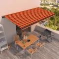 Auvent automatique capteur de vent LED 600x350 cm Orange marron
