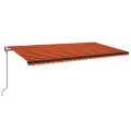 Auvent automatique capteur de vent LED 600x350 cm Orange marron
