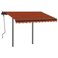 Auvent rétractable automatique et poteaux 3x2,5 m Orange marron
