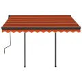 Auvent rétractable automatique et poteaux 3x2,5 m Orange marron