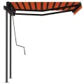 Auvent rétractable automatique et poteaux 3x2,5 m Orange marron