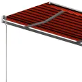 Auvent rétractable automatique et poteaux 3x2,5 m Orange marron