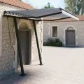 Auvent rétractable automatique et poteaux 3x2,5 m Bleu et blanc