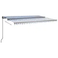 Auvent rétractable automatique et poteaux 3x2,5 m Bleu et blanc