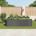 Lit surélevé de jardin 320x80x81 cm Acier galvanisé Gris