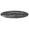 Dessus de table noir Ø60x0,8cm verre trempé avec design marbre