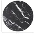 Dessus de table noir Ø60x0,8cm verre trempé avec design marbre