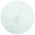 Dessus de table blanc Ø50x0,8cm verre trempé avec design marbre