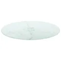 Dessus de table blanc Ø50x0,8cm verre trempé avec design marbre
