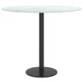 Dessus de table blanc Ø50x0,8cm verre trempé avec design marbre